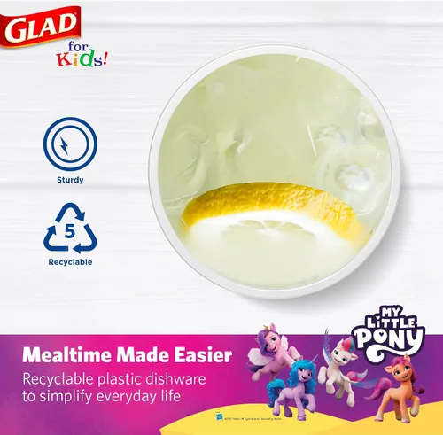Vista 4 de Glad My Little Pony - Vasos de plástico desechables transparentes para niños, divertidos, resistentes, aptos para niños, vasos de plástico para uso