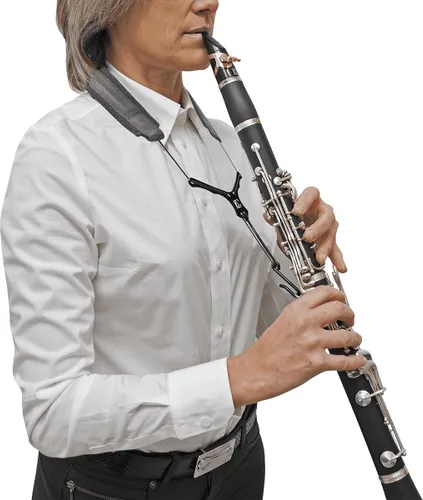 Vista 5 de BG France C20YE Zen - Correa elástica de nailon para clarinete Bb, correa ergonómica para alivio del cuello con conectores de cuero