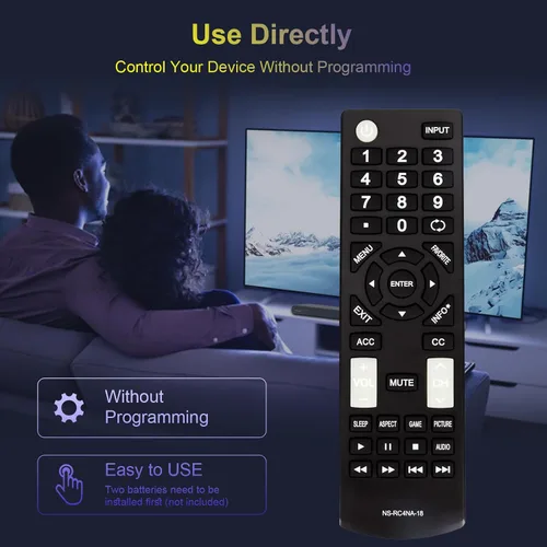 Vista 3 de Universal NS-RC4NA-18 NSRC4NA18 - Remoto de repuesto compatible con todos los televisores Insignia NS-55D510NA19 NS-22D510NA19 NS-40D510NA19