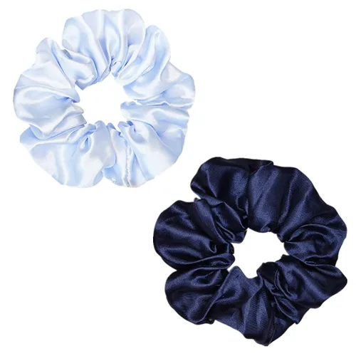 Vista 4 de Sufermoe 12 bandas elásticas para el cabello de seda satinada, color azul surtido de 4.5 pulgadas para mujeres y niñas