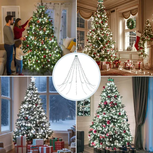 Vista 6 de aneeway 400 luces LED para árbol de Navidad, luces de Navidad de 6.6 pies con control remoto y 8 modos, 16 luces de cadena con función de memoria