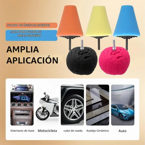 Vista 2 de Kit de pulido de aluminio de 5 piezas de bolas de pulido de espuma para taladros, ruedas de automóvil y pulidoras para el cuidado del automóvil