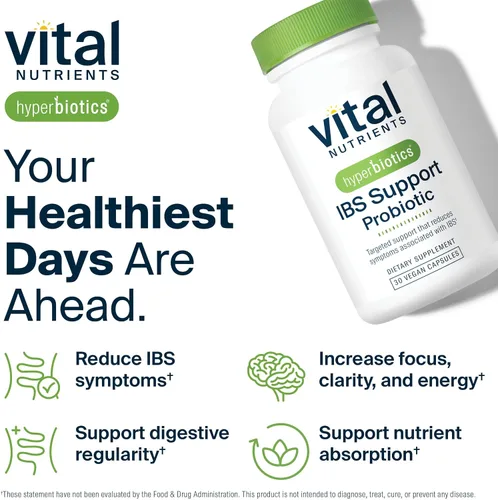 Vista 7 de Hyperbiotics Vital Nutrients IBS Probiotic Reduce los síntomas del SII Probiótico vegano clínicamente estudiado para aliviar el SII