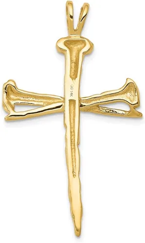 Vista 4 de Encanto de cruz de uñas pulido de oro amarillo real de 14 quilates, Primario - Pureza 14K
