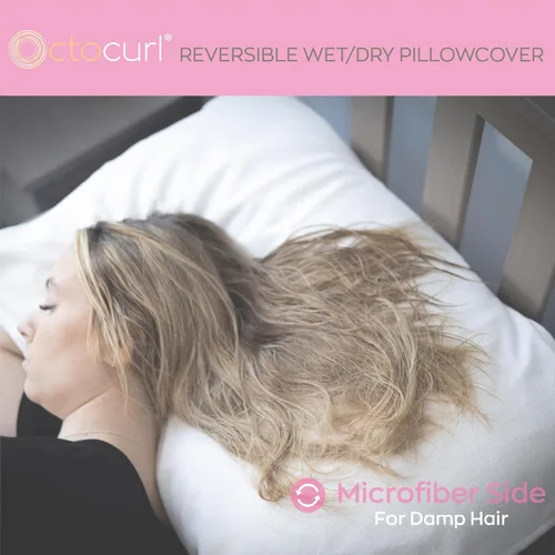 Vista 3 de Octocurl Funda de almohada de satén reversible en microfibra absorbente para cabello mojado Más suave que la seda Funda de almohada de satén