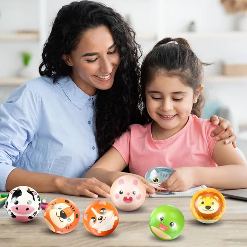 Vista 5 de Libima 36 piezas de bolas de estrés de animales, mini bolas de espuma para apretar, juguete para aliviar la ansiedad y el estrés, juguetes