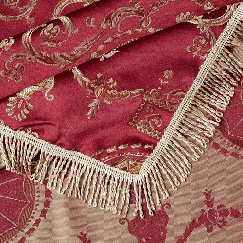 Vista 3 de Violet Linen Prestige - Mantel de diseño de damasco, 60 x 140 pulgadas, color burdeos. Borgoña