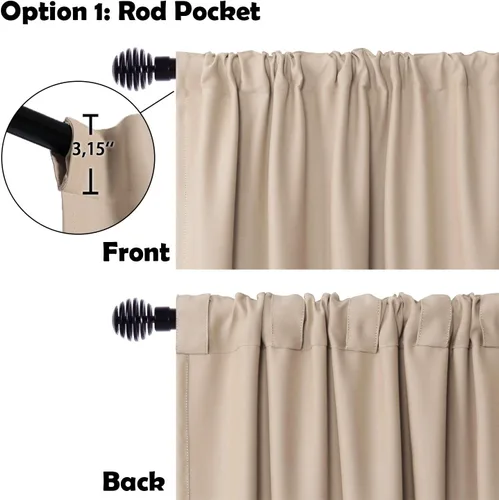 Vista 3 de DWCN Cortina opaca divisora de privacidad para puerta corrediza de patio, cortinas térmicas extra anchas con pestaña trasera y bolsillo para barra