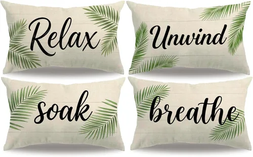 Vista 13 de Juego de 4 fundas de almohada de playa de verano con estrellas de mar y océano azul, rectangular, fundas de cojín de cintura con temática náutica