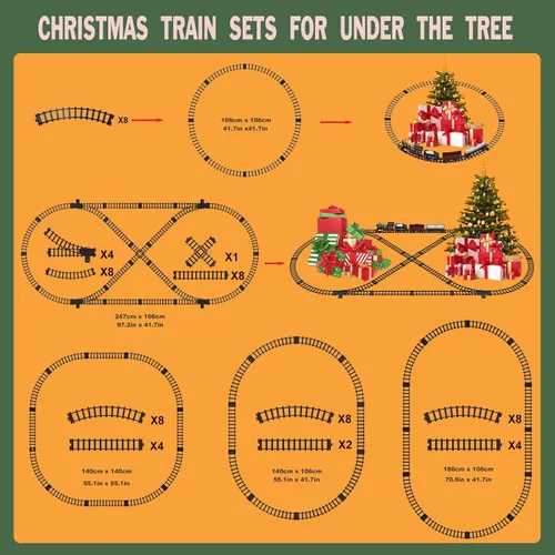 Vista 5 de Juego de tren para niños con control remoto, juguetes de tren con locomotora de vapor, tanque de combustible y pistas de lujo, trenes eléctricos