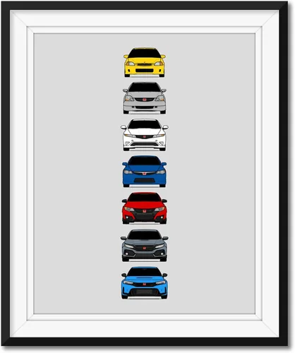 Vista 18 de Custom Car Posters Póster hecho a mano compatible con Acura (perfil lateral), decoración de lo mejor de las generaciones de Acura, historia 10C.