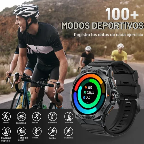 Vista 5 de Military Smart Watch for Men Make Call Dodecagonal Metal Case Tactical Watch 1.43" AMOLED HD Big Screen Smartwatch Compatible with iPhone Android