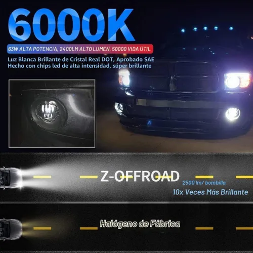 Vista 4 de Z-OFFROAD Conjunto de luz antiniebla LED aprobada por DOT compatible con Dodge Ram 1500 2002 2003 2004 2005 2006 2007 2008 Dodge Ram 2500/3500