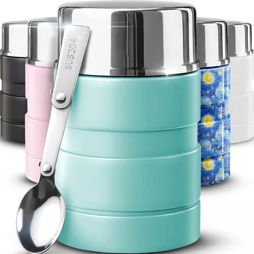 Vista 18 de Earth&ME Termo de acero inoxidable para alimentos calientes de 17 onzas con cuchara plegable, recipiente de alimentos aislado al vacío, termo