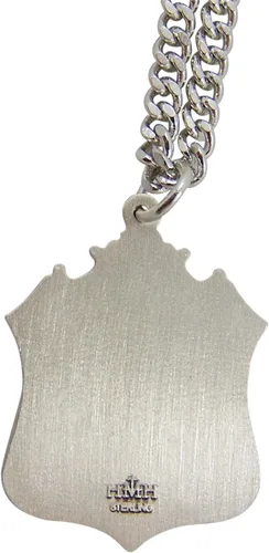 Vista 3 de Colgante de medalla con forma de escudo de San Miguel, plata de ley, 1.5 in
