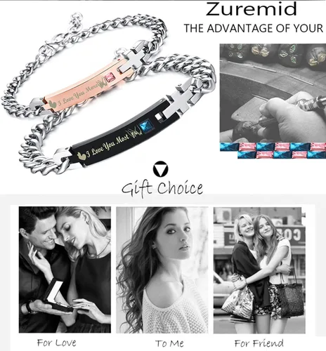 Vista 42 de Regalo para enamorado, para él y ella, pulseras grabadas personalizadas para parejas, para mujeres y hombres, juego a juego, regalo de aniversario