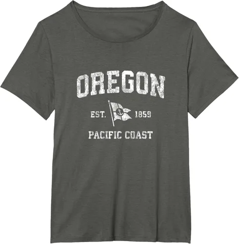 Vista 70 de Oregon Vintage barco ancla bandera diseño de West Coast Retro Tee, hombre S, Arándano