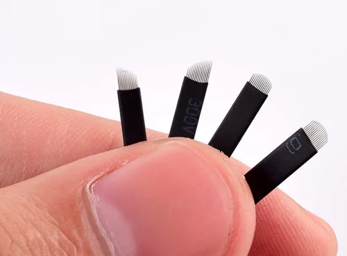 Vista 6 de XIAOYU Agujas de tatuaje de cejas, 50 agujas desechables Microblading para cejas tatuaje manual cuchillas de maquillaje, F12