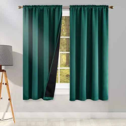 Vista 23 de KEQIAOSUOCAI Aqua - 100 cortinas opacas con forro negro para dormitorio, paneles de cortina totalmente opacas para sala de estar, cortinas aislantes