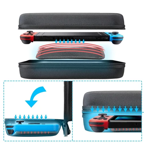 Vista 3 de AcceSolie 2 in 1 Multi-functions Carry Case for Nintendo SwitchSwitch OLED, Car Headrest Mount Holder, Portable Protective Hard Shell Travel Carry