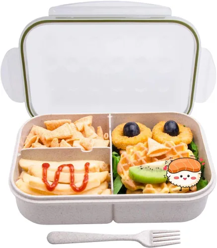 Vista 2 de MISS BIG Caja bento, caja Bento para niños y adultos, lonchera ideal a prueba de fugas para niños, lonchera para niños, sin BPA y sin tintes