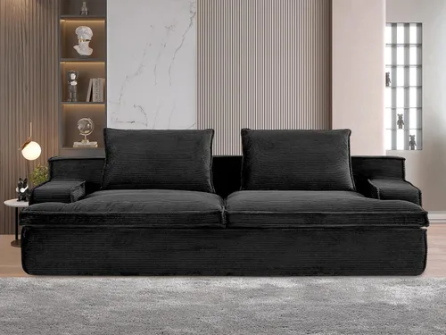 Vista 8 de Comfora Sofá de 4 plazas de gran tamaño, sofá de espuma completa para sala de estar con reposabrazos anchos, tapicería de pana suave, sofá