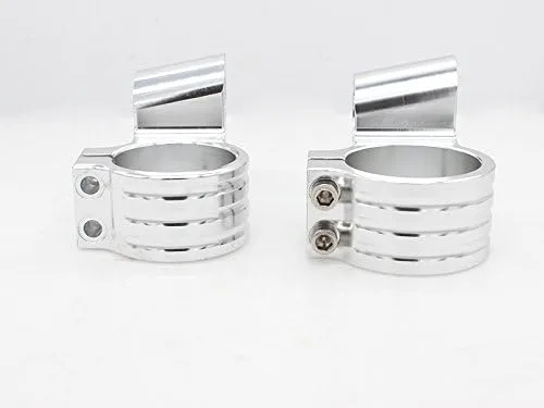 Vista 2 de 1.220 in 7/8" CNC aluminio motocicleta plata tenedor tubo clip en manillar elevador cabezas reemplazables ajuste para universal bike cafe racer