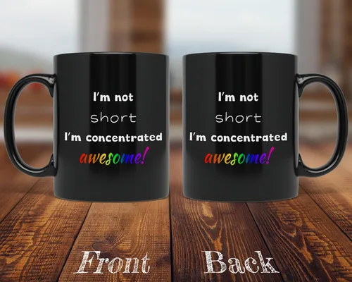 Vista 2 de PixiDoodle Funny Awesome - Taza de café para persona corta (11 onzas, negro)