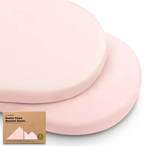 Vista 14 de Paquete de 2 sábanas orgánicas para cuna para niños, niñas, sábana bajera (lino azul) 100% Cotton Bassinet Mattress Sheets, Compatible with Halo