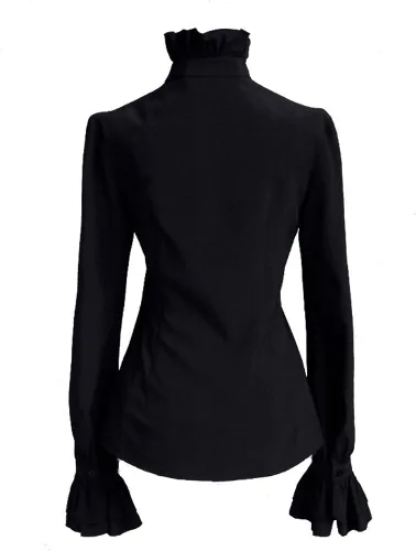 Vista 5 de Camisas góticas victorianas para mujer, blusa vintage de manga larga con volantes