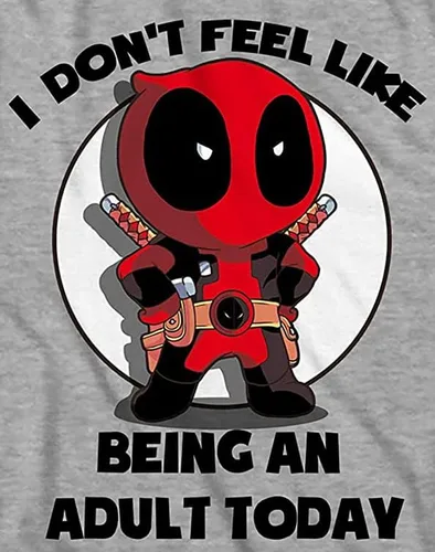 Vista 5 de Marvel Camiseta Deadpool Don't Feel Like Being an Adult, Gris jaspeado