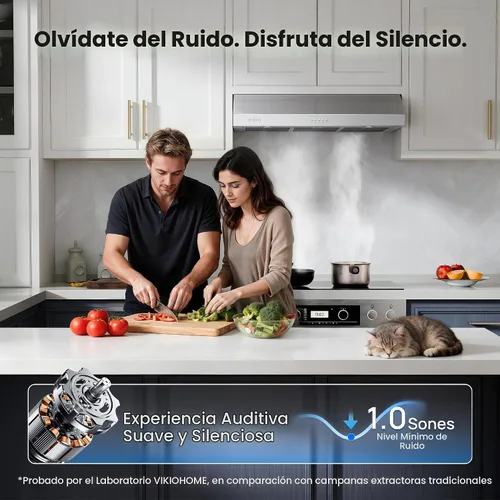Vista 2 de VIKIO HOME Campana Extractora Bajo Gabinete de 30 Pulgadas, 1200 CFM de Doble Motor para Ventilación de Cocina con Luces LED, Control de Botones