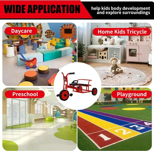 Vista 7 de Triciclo para niños de 3 a 5 años, patio de juegos preescolar, triciclos para niños, triciclo tándem para guardería, bicicleta tándem para niños