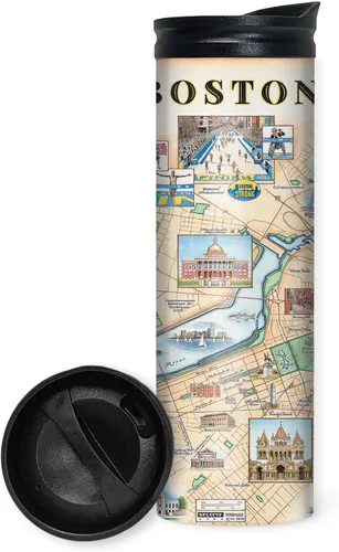 Vista 21 de Xplorer Maps 1000 Islands Map - Vaso de viaje de 16 onzas con tapa resistente a derrames, vaso de café aislado al vacío de acero inoxidable