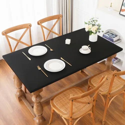 Vista 21 de Mantel elástico para mesa auxiliar de cóctel, ajustable de elastano, tamaño pequeño, para mesa auxiliar, 24 x 24 pulgadas, color beige
