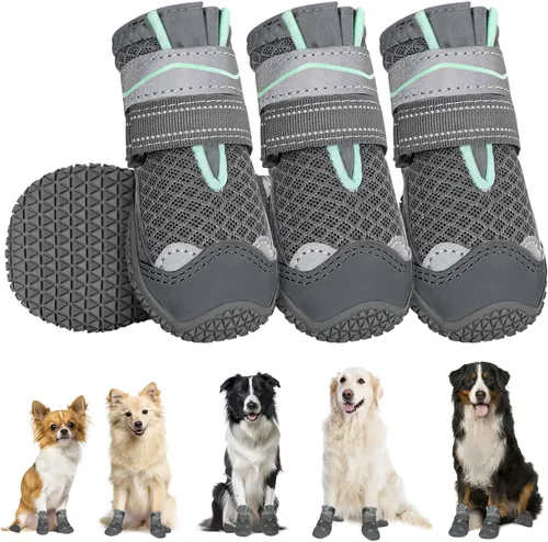 Vista 19 de SlowTon Zapatos para Perros para Perros Grandes, Pequeños y Medianos - Botas Transpirables para Perros para Pavimento Caliente de Verano, Protector