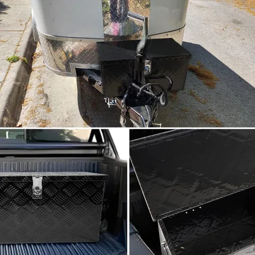 Vista 6 de Caja de herramientas de 24 pulgadas, caja plana para camioneta, organizador de almacenamiento para RV, caja de herramientas para camión con asa