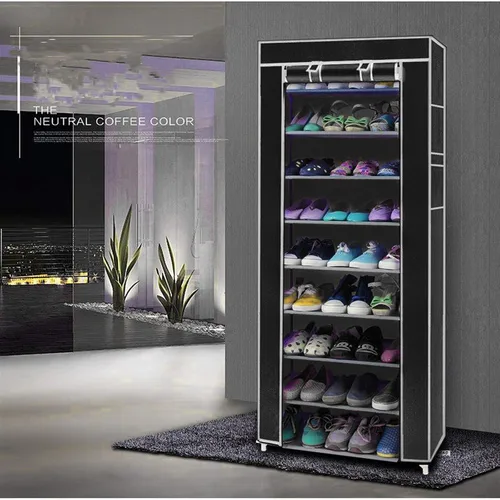 Vista 2 de Vasitelan Zapatero grande de 10 niveles, organizador de almacenamiento de zapatos, torre con cubierta a prueba de polvo, armario para zapatos, torre
