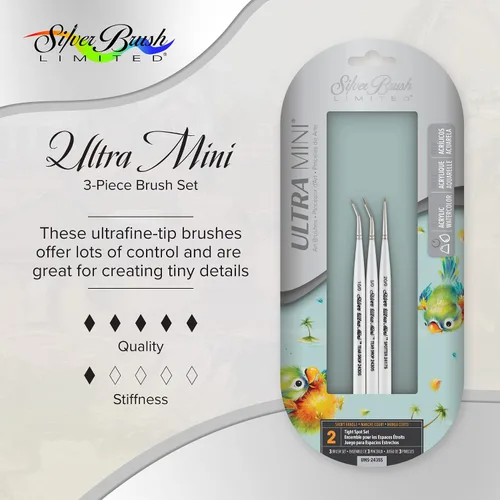 Vista 3 de Silver Brush UMS-2435S Ultra Mini - Juego de cepillos de mango corto, 3 por paquete