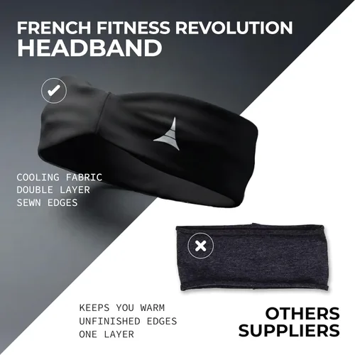 Vista 5 de French Fitness Revolution - Diadema deportiva elástica para hombres y mujeres - Banda para el sudor para chicos para correr, ciclismo, baloncesto