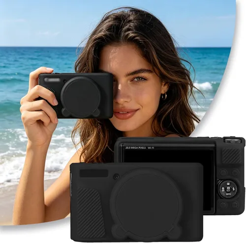 Vista 6 de Leayjeen Funda protectora de silicona compatible con cámara Canon SX740 SX730, carcasa protectora de silicona suave, con cubierta desmontable