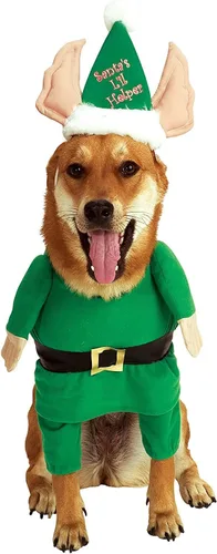 Vista 2 de Rubies Disfraz para mascota de elfo ayudante de Papá Noel, S, Verde