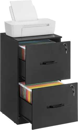 Vista 14 de VASAGLE Archivador de 2 cajones con cerradura, soporte de impresora, organizador de archivador de oficina, para documentos tamaño A4 y carta, blanco
