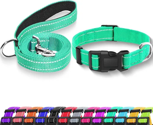 Vista 10 de Collar reflectante para perro con hebilla de bloqueo de seguridad, collares de nailon suaves y transpirables ajustables para perros pequeños Negro