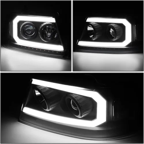 Vista 3 de DNA MOTORING HL-HPL-F15004-BK-CL1 - Faros delanteros negros de repuesto para 04-08 F-150 06-08 Mark LT secuencial persecución ámbar LED señal de giro