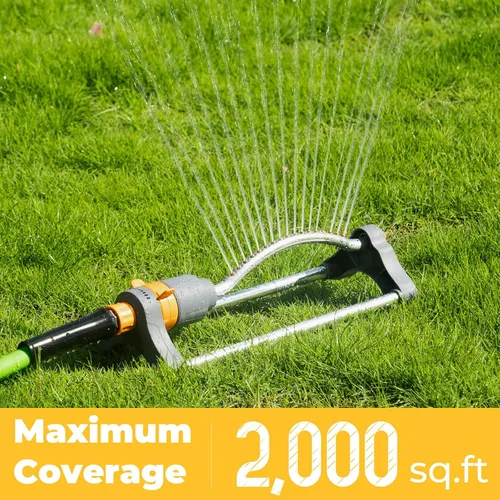 Vista 6 de Rociador oscilante duradero para patio y jardín, aspersor oscilante con rociador ajustable, riego de jardín y césped de gran área