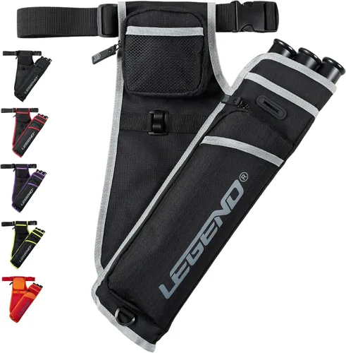 Vista 10 de LEGEND First Archery - Funda para flechas, carcaj de cadera con cinturón ajustable y 3 tubos de flecha, material de nailon duradero con ranura en T