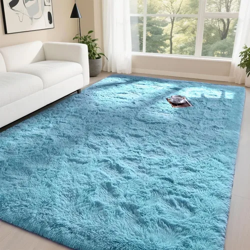 Vista 52 de DweIke Alfombras de pasillo beige esponjosas para dormitorio, 2 x 6 pies, alfombra larga de felpa suave para niñas y niños, antideslizante y lavable