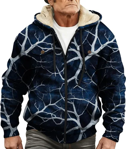 Vista 12 de LIZALIG Sudadera con capucha y cremallera para hombre, con forro polar grueso, abrigo de moda de otoño, abrigo cálido de invierno