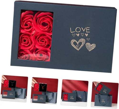 Vista 9 de 1 Unidades Caja de jabón flor colgante de flor de acrílico joyería de flor roja broche de rosa inmortal esponja portátil bolsa de joyería especial
